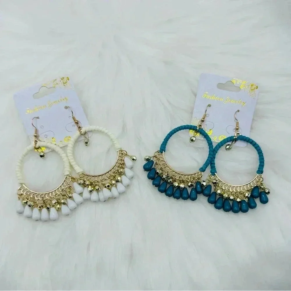 Weave Tassel Drop Earrings Duo